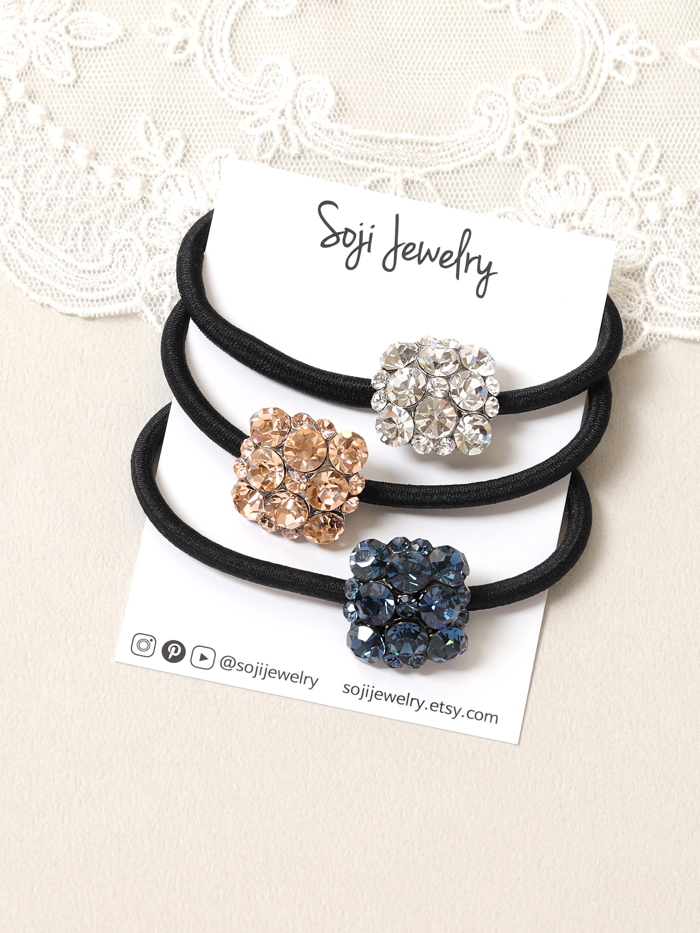 Chouchou (Scrunchie) Pour Cheveux En Velours Noir Avec Multicolore - Élégant Et Unique - Neuf