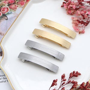 Small Hair Barrettes Gold French Hair Clips Rhodium Minimalist Hair Pins for Women Hair Accessory Set of 2