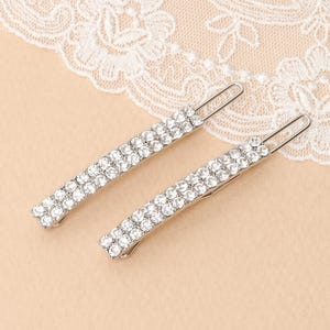 Bar Hair Barrette 2 Pack Crystal Hair Clips Bridal Hair Pins for Wedding Hair Accessories Women Hair Barrettes for Bridesmaid Gifts for Her