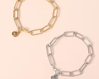 Gold Paperclip Bracelet Trendy Chunky Chain Layering Bracelet for Women Jewelry Gift