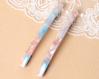 Set di 2 fermagli per capelli rosa e blu, piccoli, stile francese, per donna, ideali come regalo.