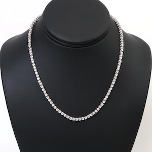 Tennis Necklace Diamond Cubic Zirconia Necklace White Gold Necklace for Weddings Crystal Necklace Minimalist Jewelry Gift for Her 16&quot;