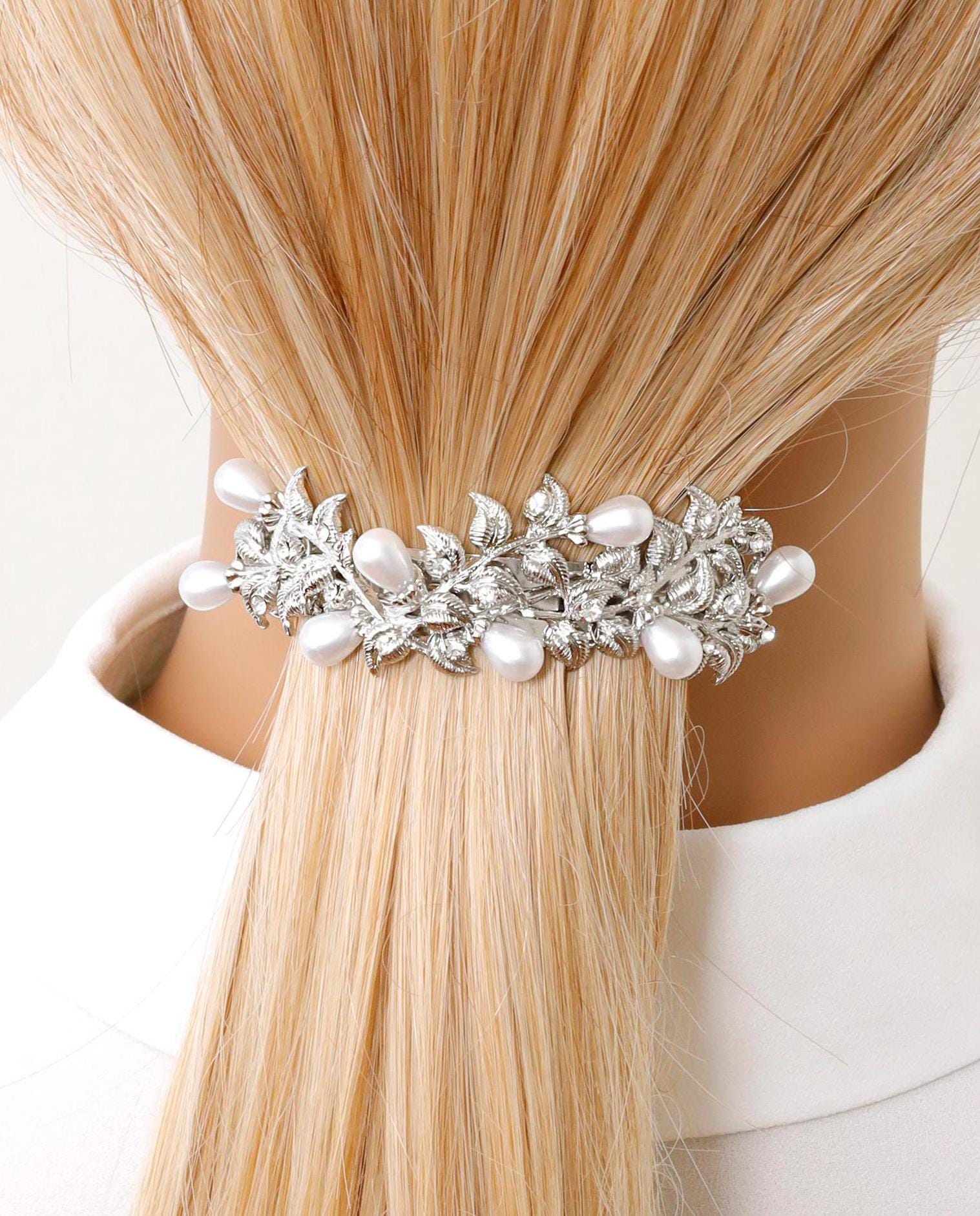 Ponytail Pearl Clip Trend Luxurious Antique Cubic Pearl Round Hair