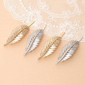 2 Pack Gold Leaf Hair Barrettes Metal Hair Clips Magnetic Silver Leaf Hair Pins for Women Hair Accessories Christmas Gifts for Her