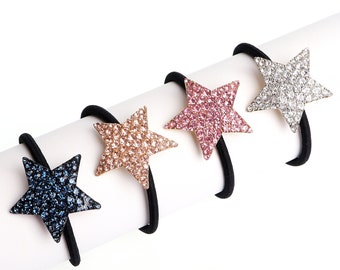 Colorful Hair Tie Star Ponytail Holder Rhinestone Hair Elastic Accessory Gift For Women