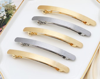 Gold Metal Barrette Long French Hair Clip Minimalist Hair Pin Gift for Women