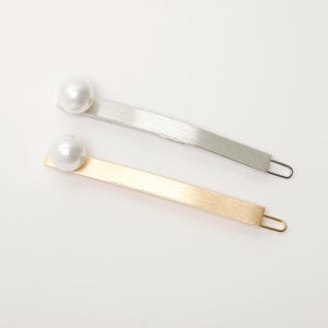 Long Pearl Barrettes Gold Silver Metal Bar Hair Clips for Thin Hair Accessory