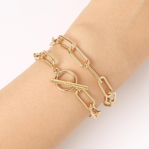 Gold Paperclip Chain Bracelet: Chunky Toggle Link, Handmade