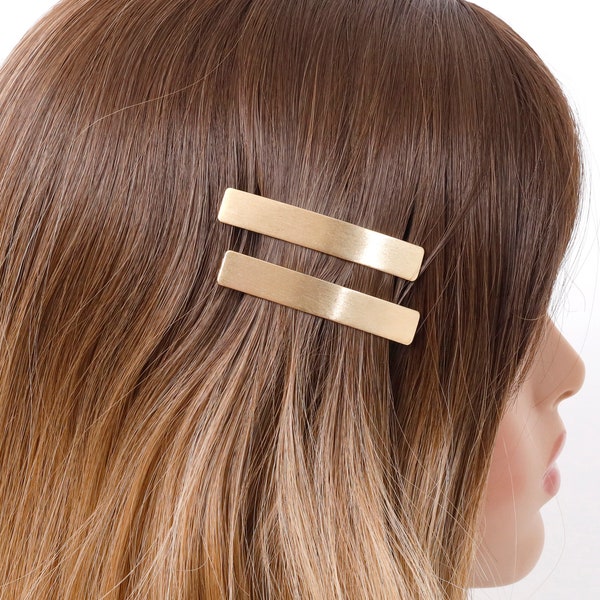2Pack Metal Bar Barrettes Gold Silver Hair Clips Minimalist Small French Hair Barrettes for Women Girls Hair Gifts