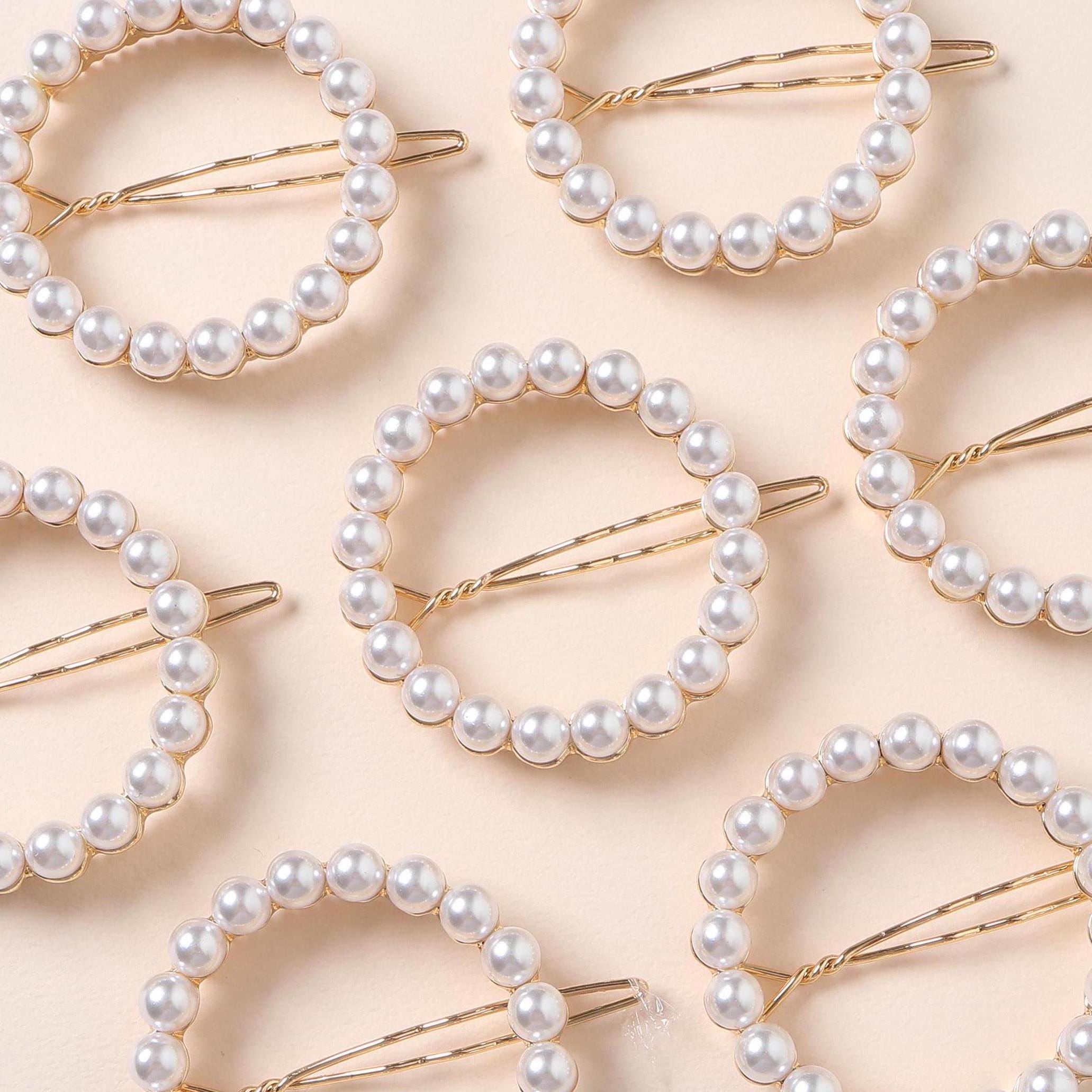 Round Pearl Hair Clip Circle Barrette Trendy Bridal Wedding  display picture 3
