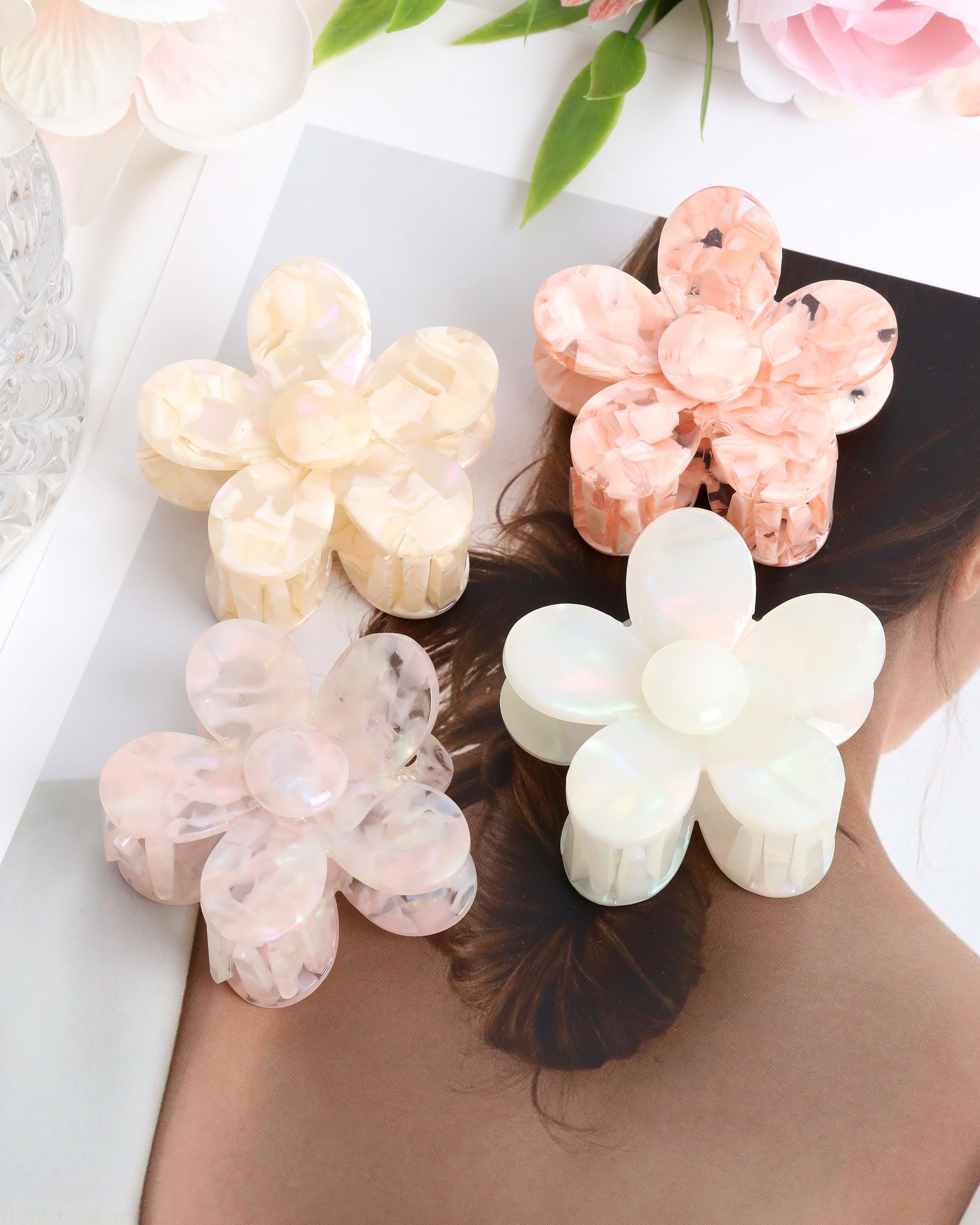 NEW!?marble rose ? hair clip Marble Flower Hair Claw: Colorful Girlish Hair Clip - Etsy main image 2