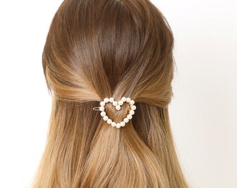 Heart Pearl Barrette Pearl Hair Clip Heart Barrette Minimalist Hair Pin Pearl Hair Accessory For Thick Hair Gifts