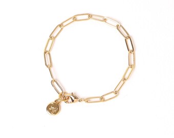 Gold Thick Paperclip Bracelet Flat Chain Layering Wrist Jewelry Minimalist Friendship Gifts for Her
