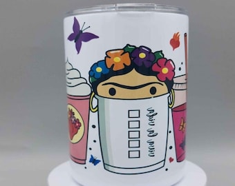 Super Cute Frida Latte 10oz Coffee/Tea Stainless steel tumbler.