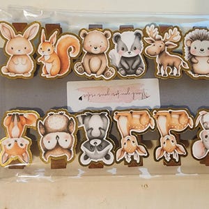 Woodland Animal Clothespins, Baby Shower Party Favors
