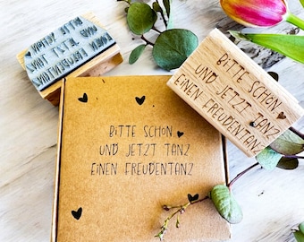 Stamp love and a dance of joy: creative stamps for gifts. Here you go, and now dance a dance of joy.