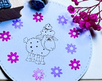 Sheep stamp – unique stamp for scrapbooking, cards & DIY – motif stamp made with love – 40 x 40 mm