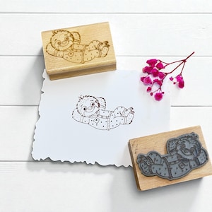 Sloth stamp, hand-drawn wooden stamp, sloth for bullet journal, scrapbooking cards