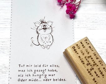 Sorry stamp with heart and humor - For everyone who is sometimes tired or hungry