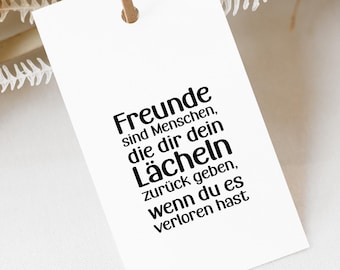 Stamp with the saying "Friends bring a smile" | Text stamp for cards, mail, letters, handmade