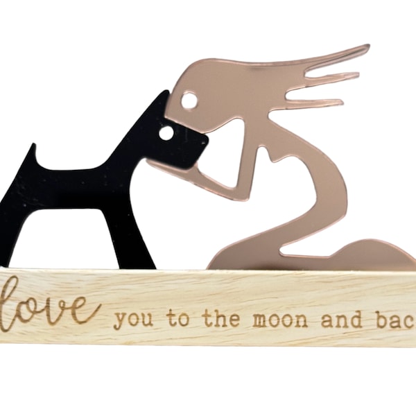 Frau und Hund love you to the Moon and back