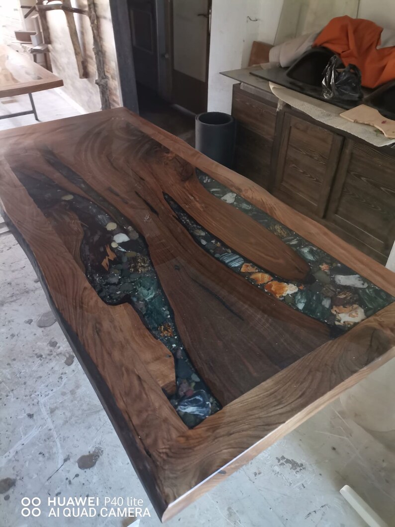Luxury Epoxy Resin Walnut Dining Table Walnut Epoxy Table Etsy