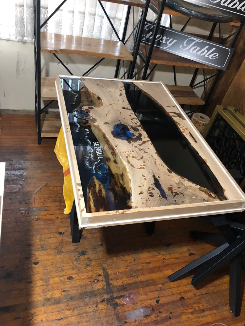 Luxury Epoxy Resin Walnut Dining Table Walnut Epoxy Table Etsy UK