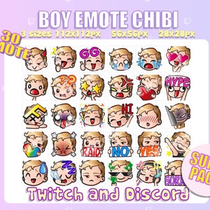 30 Emote Chibi Junge Blonde Haare Twitch Brille/ohne Brille