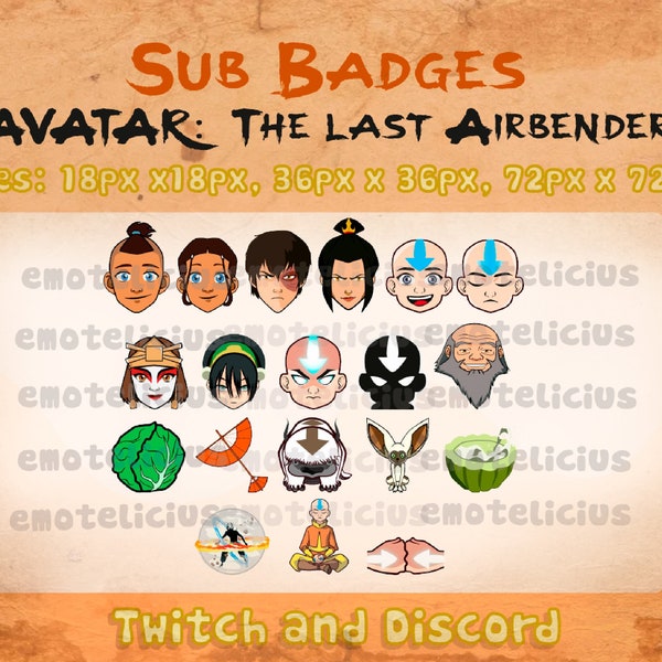 Avatar: The Last Airbender / Aang /Twitch Sub Badges / Bit Badges / discord youtube 7 The Last Airbender