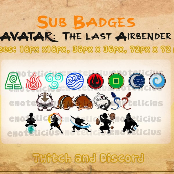 Avatar: The Last Airbender / Aang /Twitch Sub Badges / Random / Bit Badges / discord youtube 7 The Last Airbender