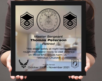 USAF Appreciation Plaque.  Personalized Laser Engraved Plaque | Military Plaque | Custom Military Award | Air Force Retirement Gift