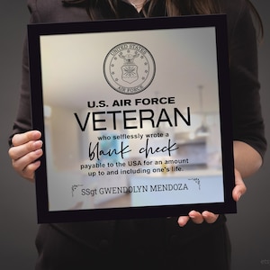 Air Force &quot;Blank Check&quot; Plaque | Personalized Plaque | Military Plaque | Military Retirement | USAF Gift | Unique Veteran Gift | Blank Check