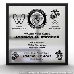 Military Boot Camp Plaque: Marine Corps Graduation Award - Customized Personal Tribute - Graduation Present USMC Military Training