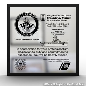 Coast Guard PCS Plaque- A Going Away Plaque and Custom Award, Engraved Award for Military Service for US Coast Guard by S4 Laser Art