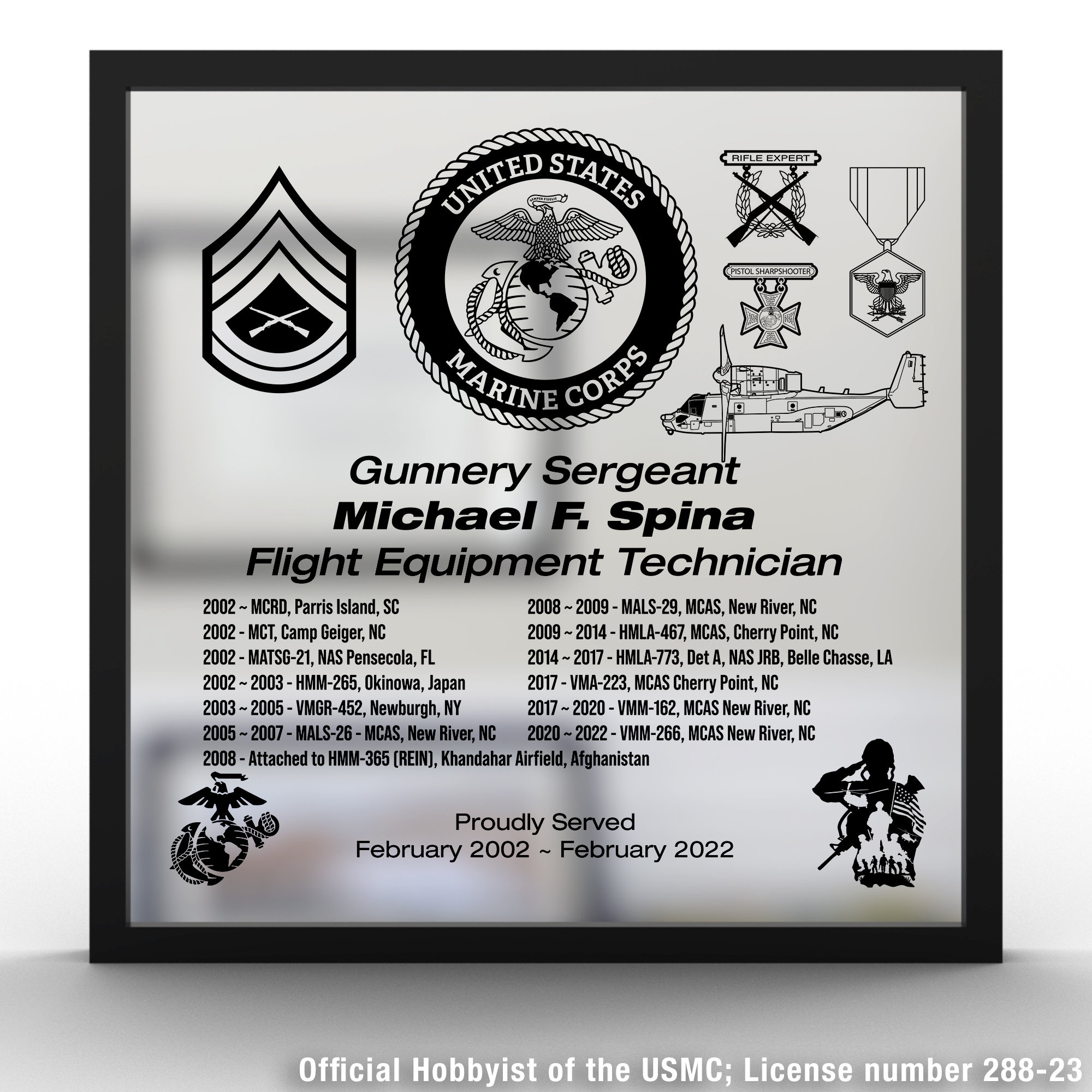 USMC Retirement Plaque Mirror - For Military Retirement or Dedication Plaque for US Marines for Going Away, Military Retirement or PCS