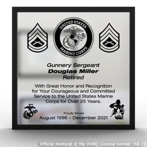 Personalized USMC Retirement Plaque - A Custom Plaque for Marines or Dedication Plaque for Going Away or PCS Gift