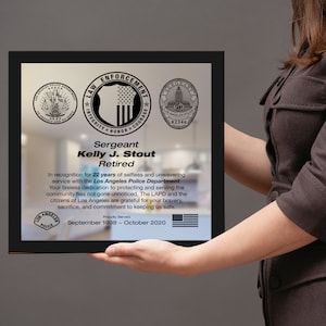 Police and Sheriff Appreciation Plaque. Elegant Professional Custom Retirement Plaque & Law Enforcement Gift for a Retirement Police Plaque