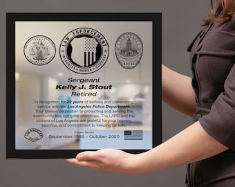 Custom Laser Engraved Police Retirement Mirror | Personalized Law Enforcement Gift