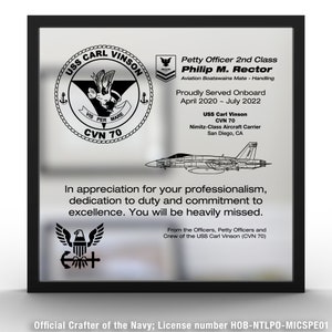 Navy PCS & Retirement Appreciation Plaque: Laser-Engraved Gift Plaque for Military Farewell and Going Away PCS/ETS.