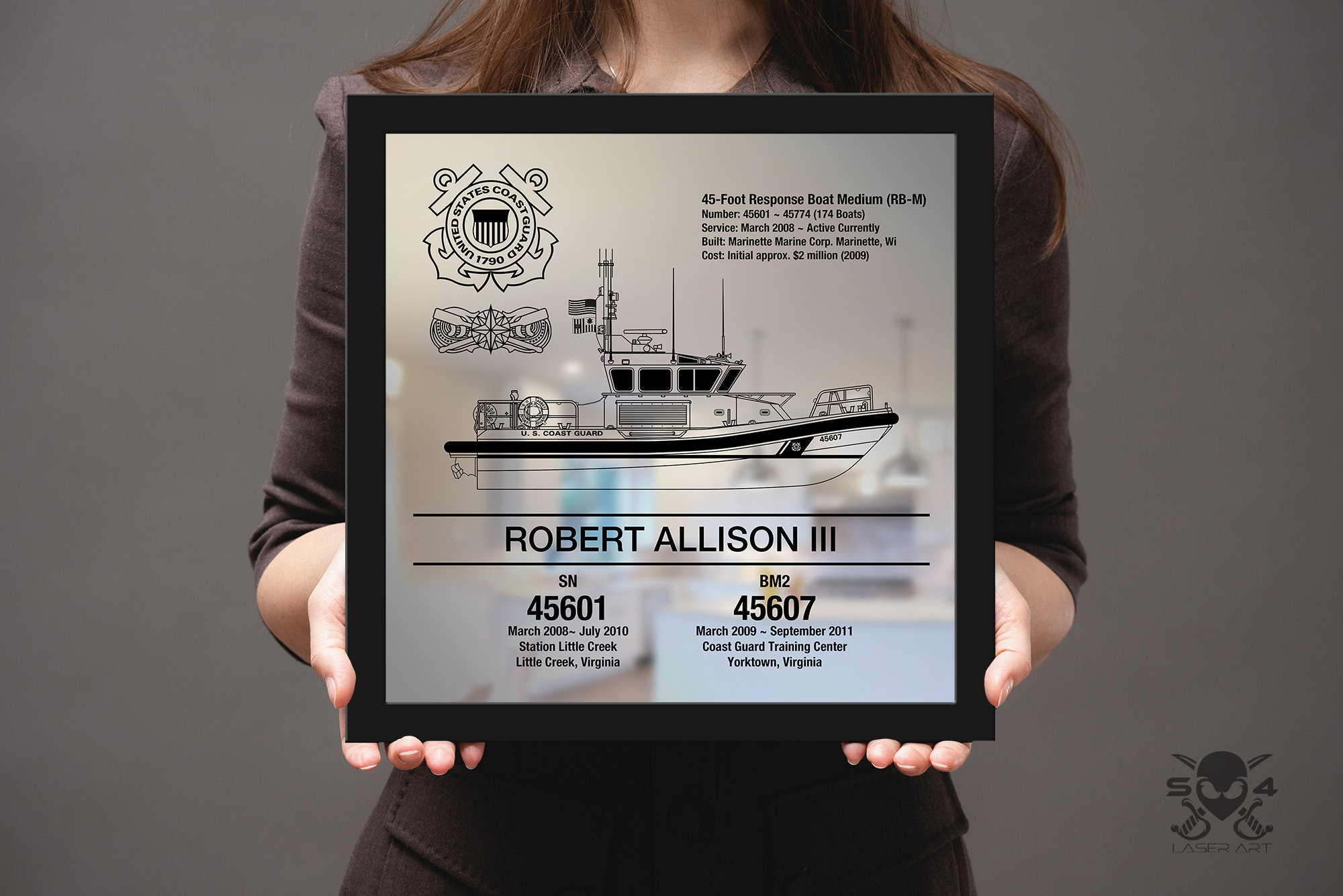 Personalized USCG Plaque: Laser Engraved Coast Guard Retirement