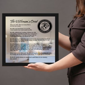 Rifleman's Creed US Marines Laser-Engraved Plaque on Mirror - Military Rifleman's Creed Tribute