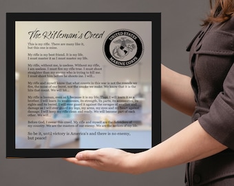 Rifleman&#39;s Creed US Marines Laser-Engraved Plaque on Mirror - Military Rifleman&#39;s Creed Tribute