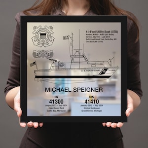 US Coast Guard UTB 41&#39; Boat: Personalized Laser Engraved Mirror