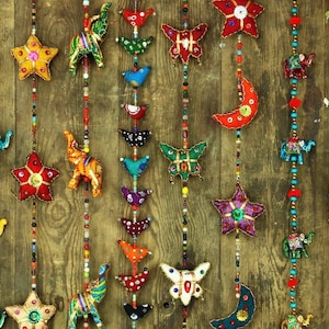 Handmade Beaded Indian Wall Hanging: Boho Door Garland
