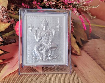 Pure Silver Laxmi Self Stand photo Frame For Car , Mandir , Puja or Office Table