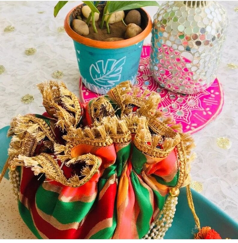 Potli Bags/indian Ethinic Gift Bag/ Indian Wedding Gift Favours/ Mehndi