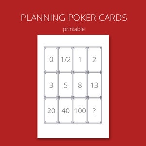 Set di carte da poker fai da te Agile Planning stampabili e scaricabili all'istante: regole del poker di pianificazione e appunti delle riunioni inclusi + BONUS carte per le taglie delle magliette