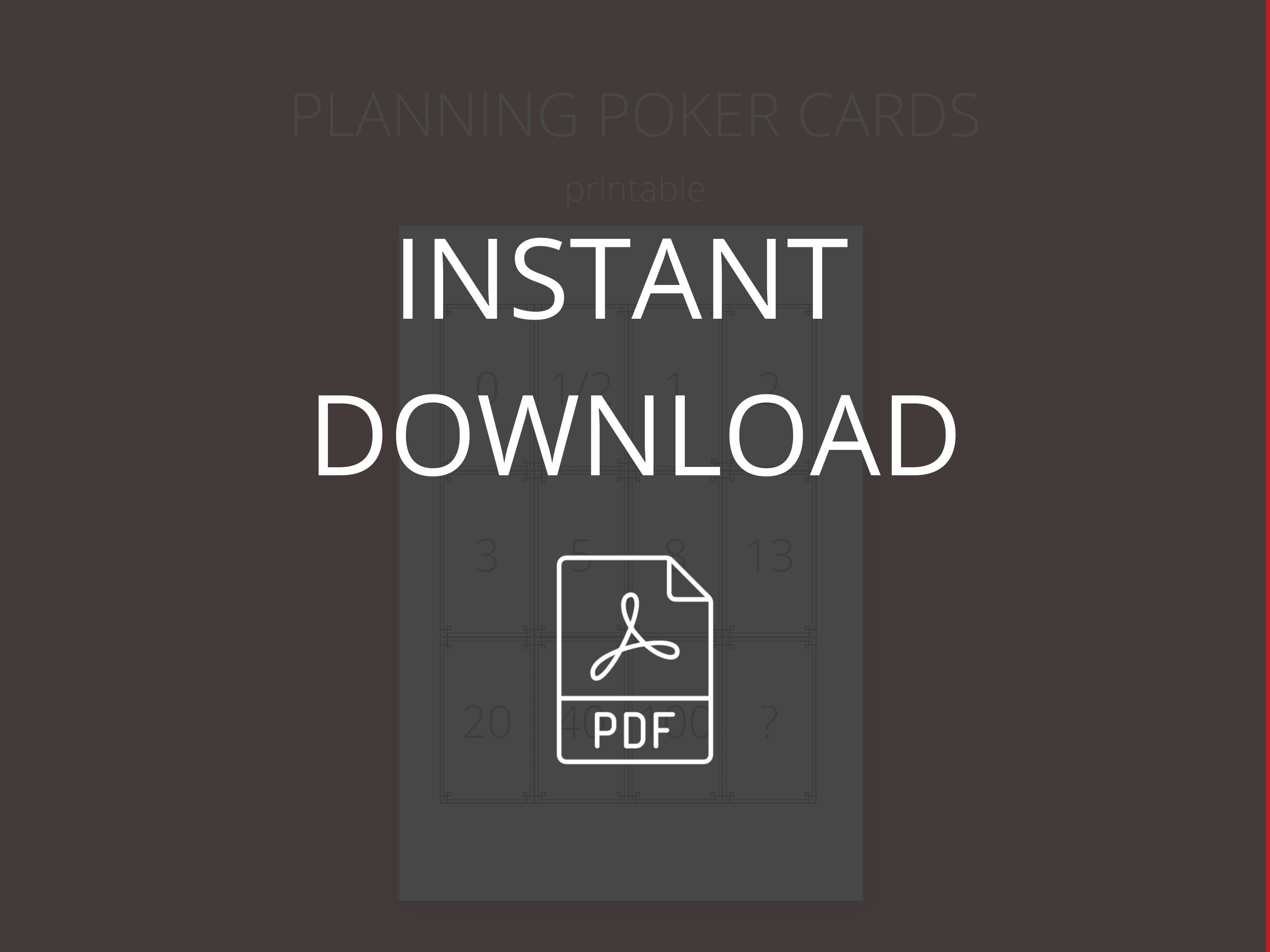 DIY Agile Planning Poker Cards Set Printable Instant Download Planning
