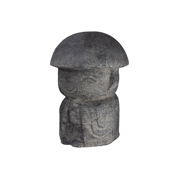 Volcanic Stone Statue - Praying Jizo Buddha w/ Kasa Hat