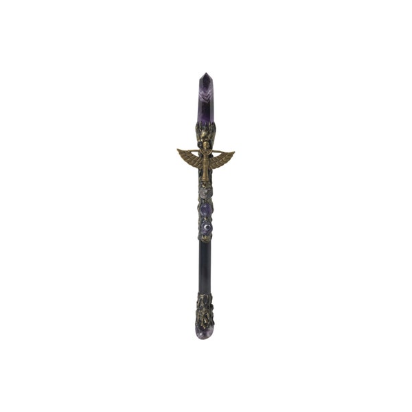 Magick Wand - Amethyst Point w/ Gold Isis